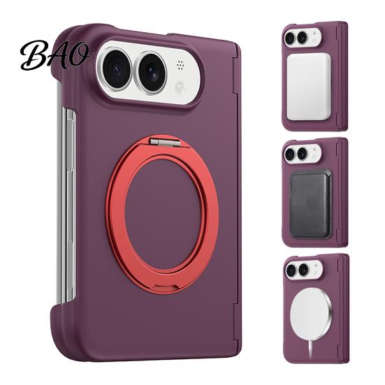 Drop Resistant Phone Accessory Magnetic Folding Case for IPhoneDuo, Hands Free Viewing with 360 Degree Protective Cover Rotating Ring Stand,
