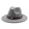 Women'S Simple Wool Top Hat White Trend Versatile Belt Men'S Jazz Hat