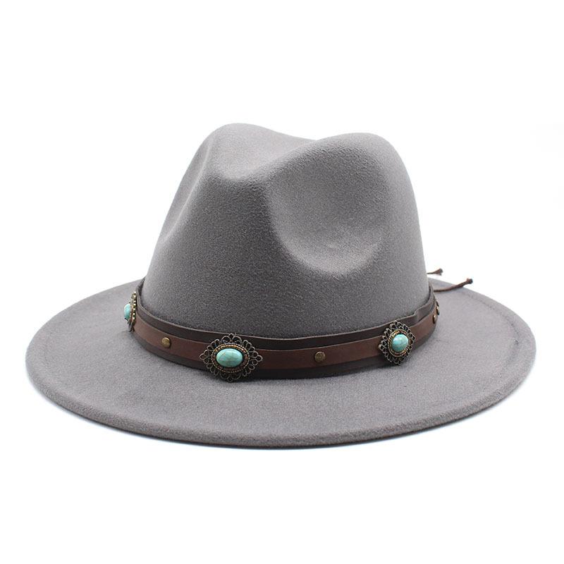 Женская Простая Шерстяная Цилиндрическая Шляпа Белая Модный Универсальный Пояс Мужская Джазовая Шляпа L（58-60cm） светло-серый