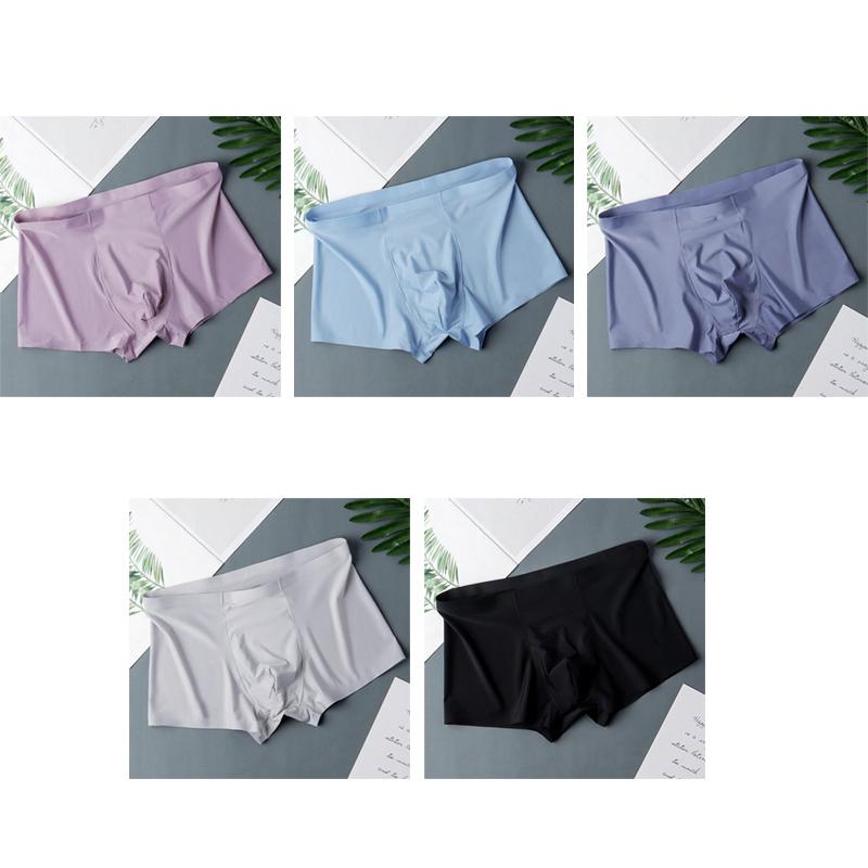 Men's Ice Silk Sexy Seamless Boxer Shorts Underwear Fashion Underpants Male Comfortable Ultra-thin Breathable Panties