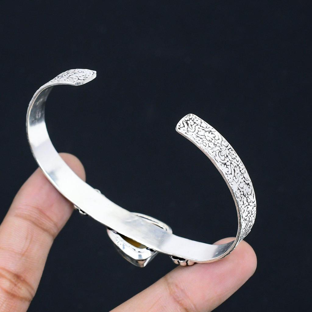 Gift For Her 925 Silver Natural Maligano Jasper Gemstone Bangle Adjustable