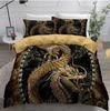 Red Base Black Dragon Print Duvet Cover Set Chinese Dragon Pattern Bedding Sets Full Size Microfiber 2/3 Pieces Comforter Sets