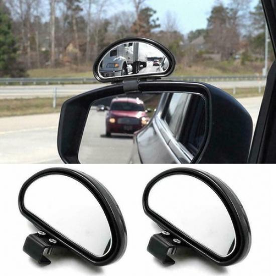 Side Rear View Blind Spot Mirror Adjustable Car Wide Angle Add On For Left+Right