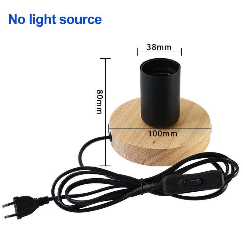 Retro Vintage Wood Table Lamp E27 Socket Wooden Desk Lamp Base Holder EU Plug Bedside Lamp 220V 110V Home Decor Table Light