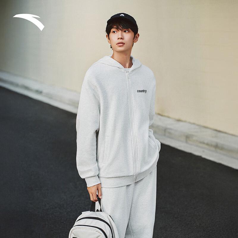 Anta Men's Fleece-lined Hooded Knit Sportswear Set