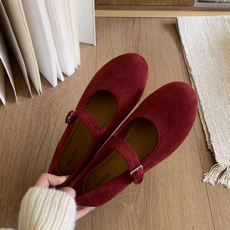 Fashion SUOJIALUN Spring New Brand Women Flat Shoes Fashion Round Toe Ladies Elegant Mary Jane Shoes Soft Flat Heel Dress Single Shoes