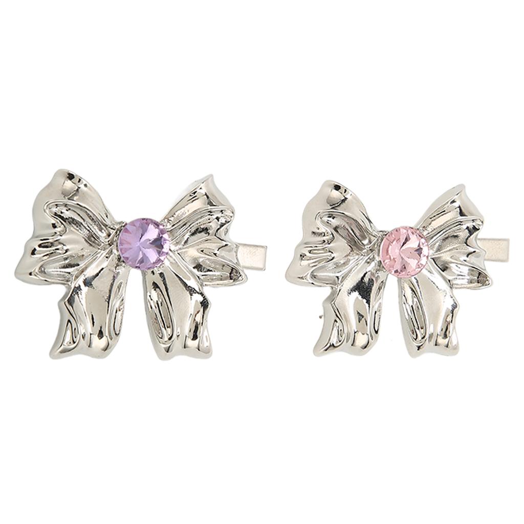 2 Stück Schleife Haarnadel Metall Wellen Silber Haarschleife Haarspange Zentraler Schmuck Niedliche Haarnadel