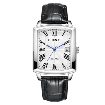 Analog Watch with Genuine Leather Strap and Antique Roman Stylish Square Quartz Silver and Perfect for Couples or Couples Perfect Gift for or Your