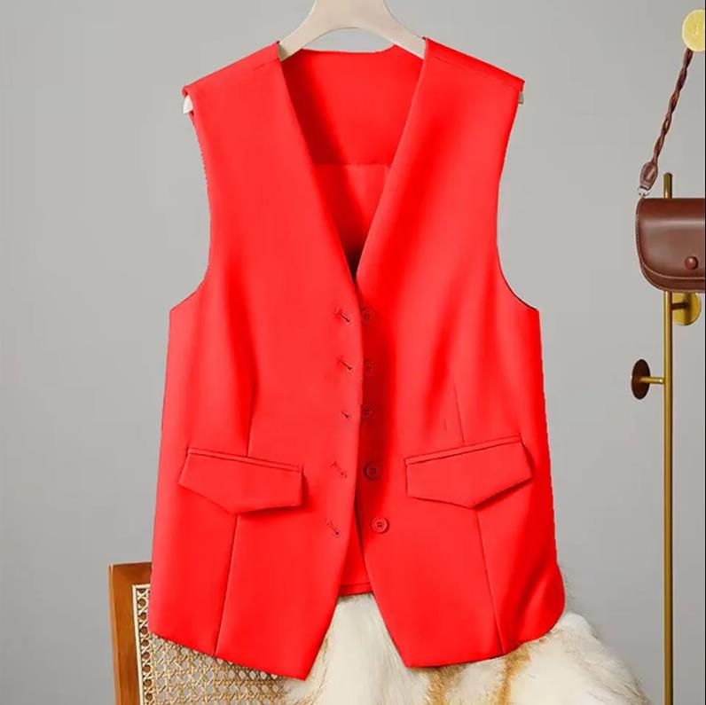 

Women Suit Vest Elegant Women s V-Neck Business Vest Sleeveless Waistcoat for Office Commute Style Solid Color Single-breasted XXXL