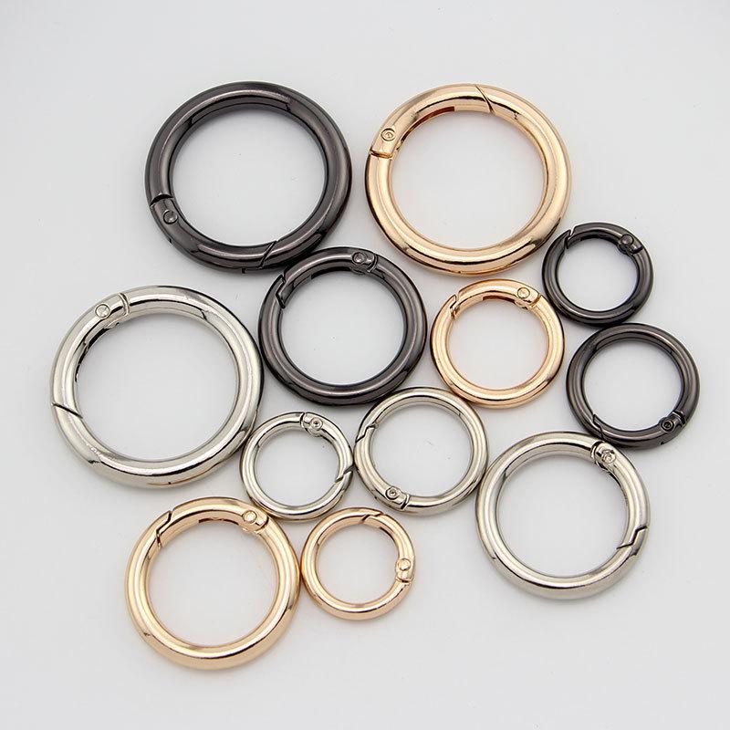 Electroplated Zinc Alloy O-Ring Spring Buckle for Handbags, Jewelry, and Keyrings