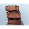 3 braune Seitentaschen aus Lammleder, Kombi-Set für Motorrad-Satteltaschen