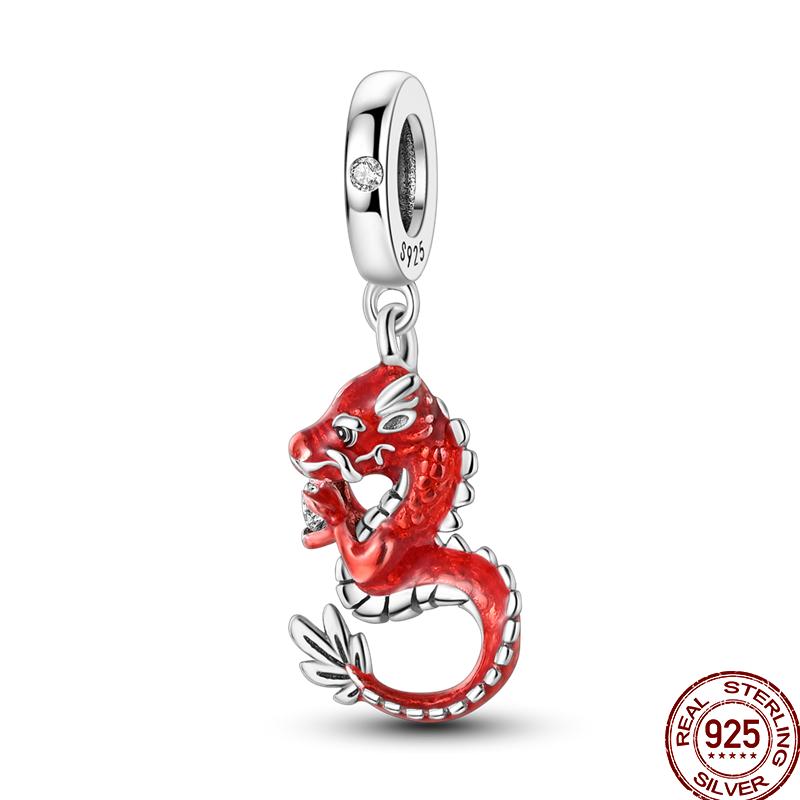 Year Series Copper Lucky Fit 3Mm Bracelets Diy Jewelry Cat God Of Wealth Lion Dance Koi Fish Charms Bead