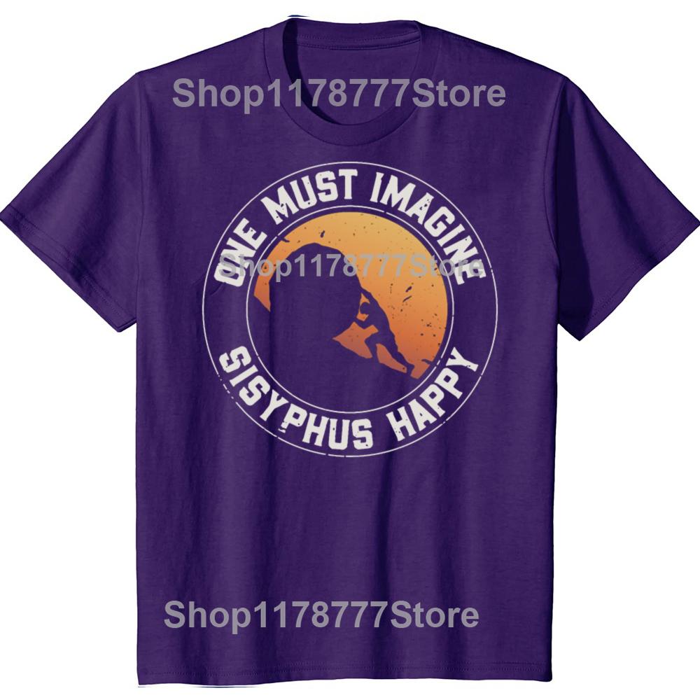 Funny Best Sisyphus Albert Camus Philosophy Push The Stone T Shirts Cotton Gifts Mens Fashion Casual Loose Oversized T Shirt