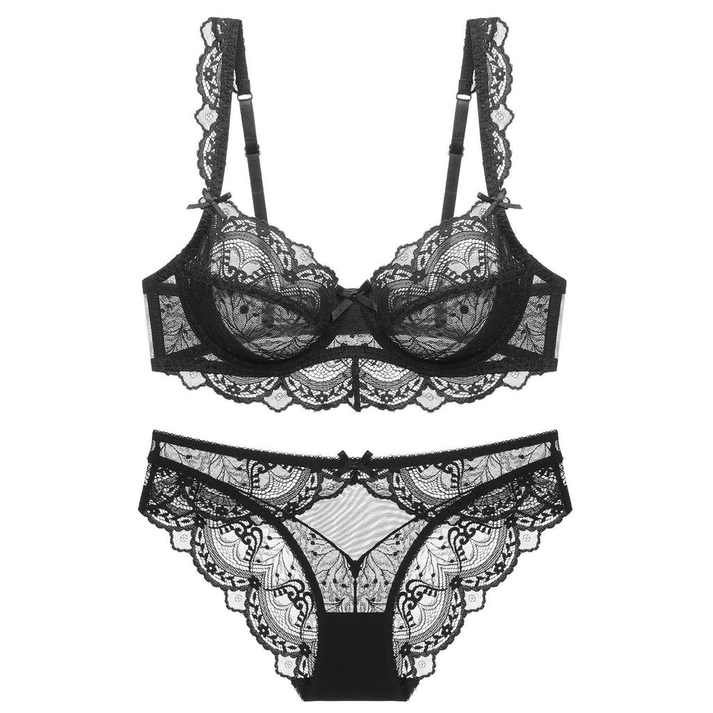 Sexy BH-Set aus französischer Spitze, ultradünn, Push-up für Damen