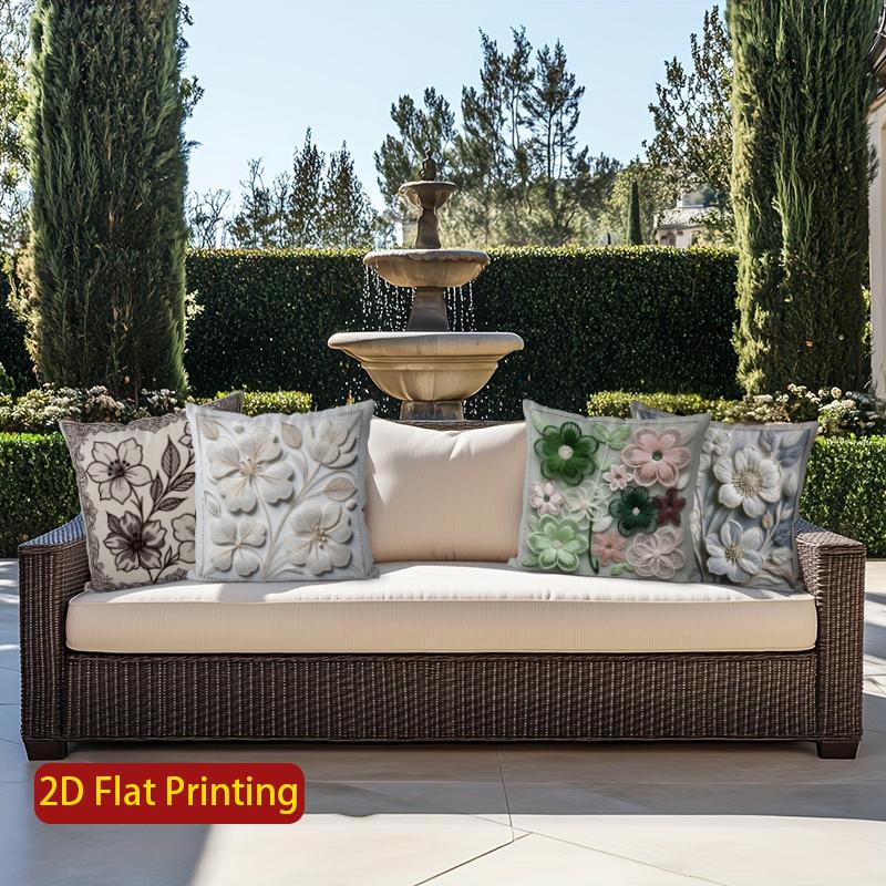 2D Floral 3D Embossed Pattern Pillow Covers Pattern Cushion Cover Suitable For Sofa Bedroom Car Pillow Cover