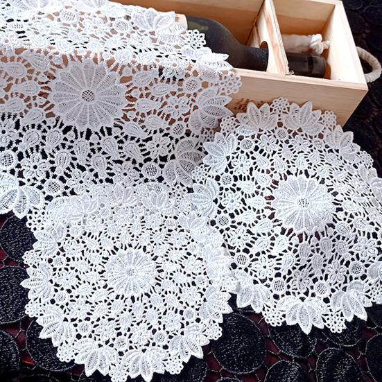 Round Lace Coaster White Lace Floral Coaster Retro Drink Coaster Heat Insulation