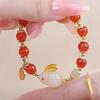 Year Lucky Rabbit Beaded Bracelet for Women Elegant Red Beads Fu Letter Charm Bracelet Chinese Jewelry Festive Gifts