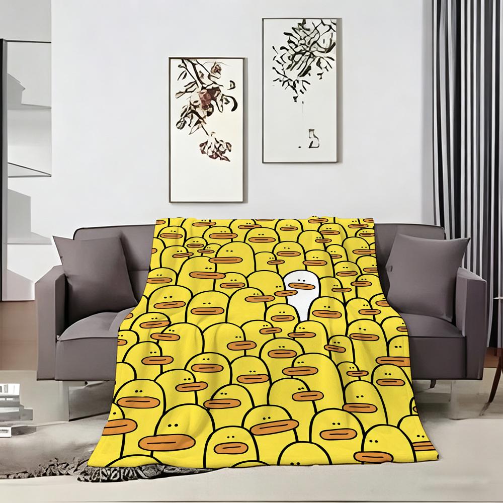 Cute Cartoon Ducks Throw Lightweight 240G Flannel Blanket Soft Skin-Friendly For Summer Cooling