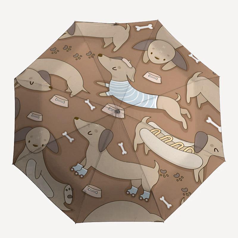 1pc Dogs Bones Fashionable Automatic Opening/Closing Folding Umbrella with 8 Bones, Windproof Portable, Daily Use074