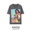 Fashion Style 2024 Autumn New Women's Clothes Print Washing Effect Loose Tops Short Sleeve Round Neck T-shirt 1300813