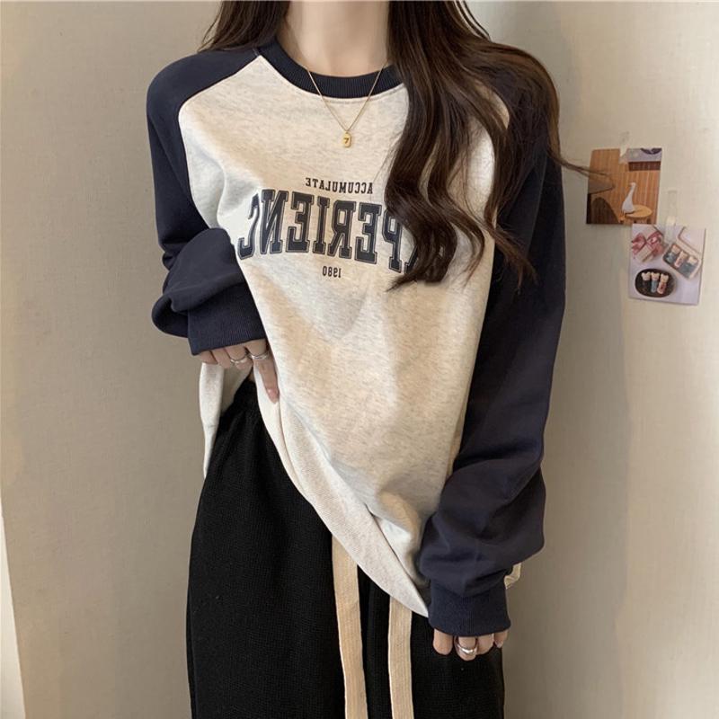 Damen Colorblock Raglan Langarm Fleecegefüttertes Oberteil - Trendige Frühling/Herbst Schicht