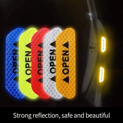 4 ADET Yansıtıcı Araba Kapısı Etiketi Güvenlik Açılış Uyarısı Reflektör Bant Çıkartması Araba Aksesuarları Dış İç Reflektör Etiketi