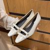 Dames Hakken Dames Kleine Hakken Leren Schoenen Elegante Puntige Neus Strik Pompen Casual Instappers Instappers Tacones Mujer