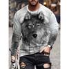 3D Wolf Print Autumn And Winter Men's Top Daily Casual Men's Long Sleeve T-shirt Outdoor Street Fashion Men's Long Sleeve Top