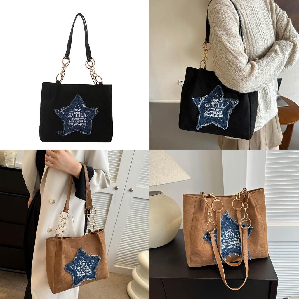 Trendy Simple Women's Shoulder Bag Spacious Tote Bag In Black White Brown Colors