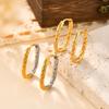 Minimalist U-shaped Earrings for Women, Gold Silver Color Hammer Pattern Stainless Steel Hoop Earrings, Trendy Jewelry Gifts