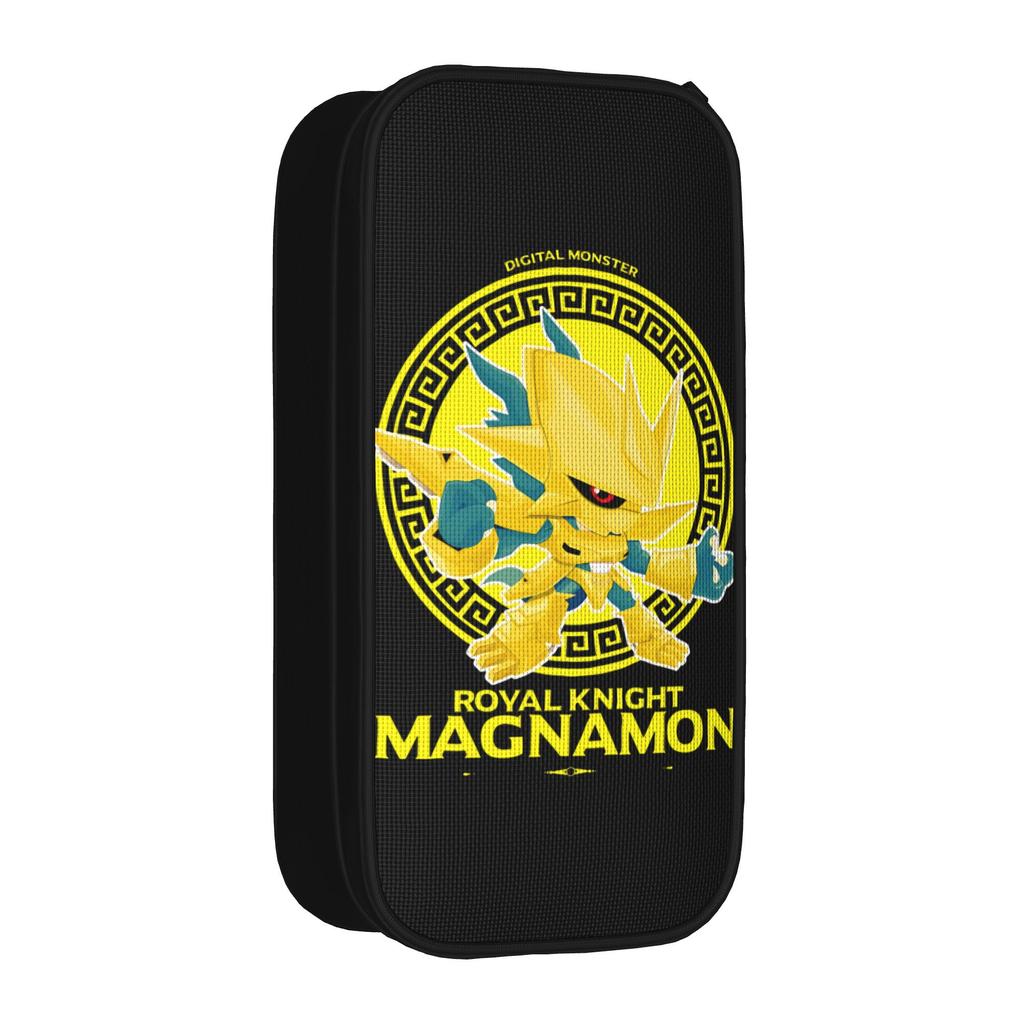 Digimon Chibi Magnamon Pencil Cases Pencilcases Pen Box for Student Big Capacity Bags School Supplies Cosmetic Stationery