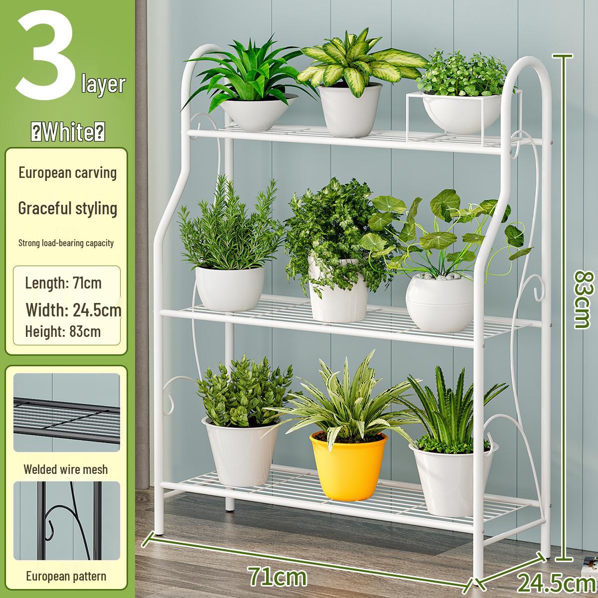 Простая современная 3-ярусная кованая подставка для цветов