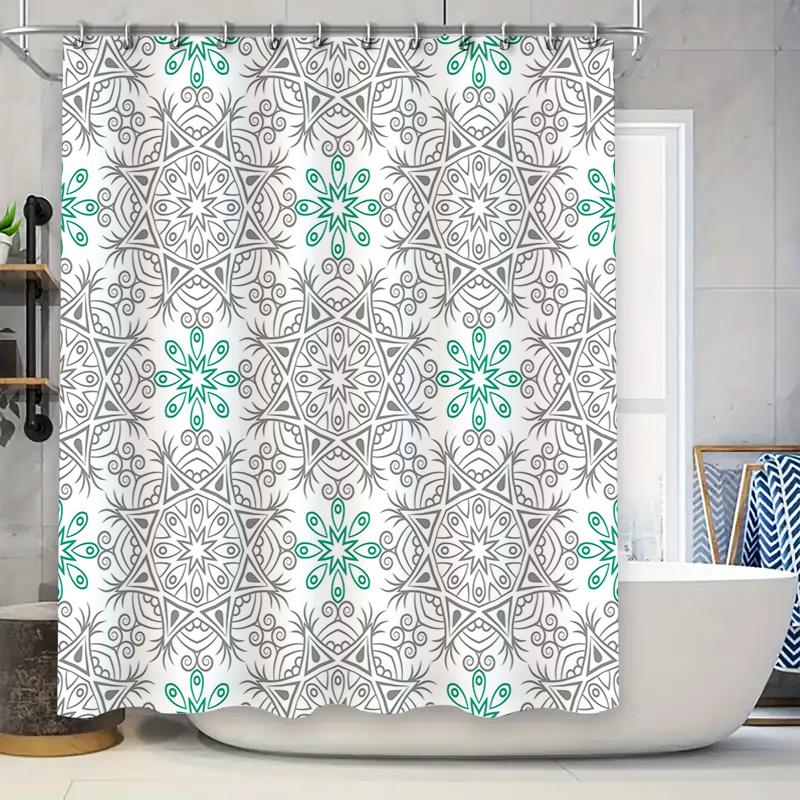 

Modern Nordic Pattern Shower Curtain Waterproof Decor For Bathroom Blue Gray White Floral Design Fabric Bath Shampoo Bag W60H190(CM)-1 Pcs