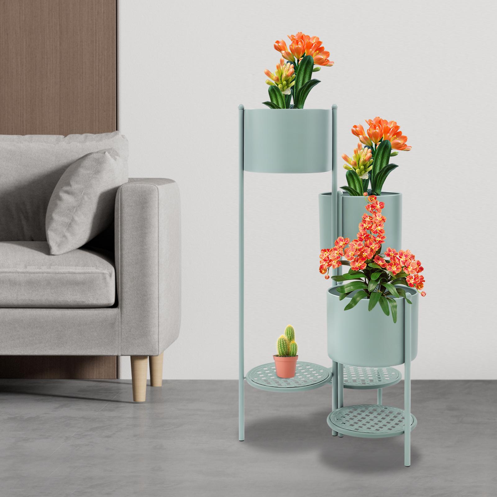 

Corner Plant Stand for Indoor Plants, Shabby Chic Green Tiered Ladder Shelf, Vintage Iron Display Rack for Living Room Decor светло-зеленый