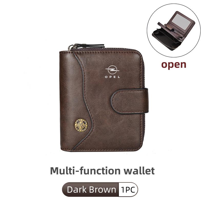 Custom Men's Short Buckle Wallet Money Purse Key Card Pounch For Opel Insignia Corsa Zafira Mokka Grandland Antara Ampera
