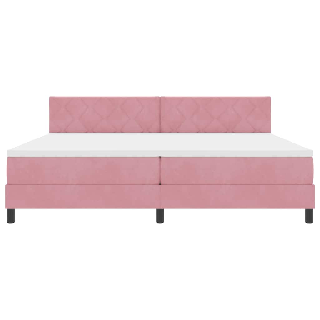 LED Box Spring Bed with LED Light Strips Pink 200 x 200 cm Velvet