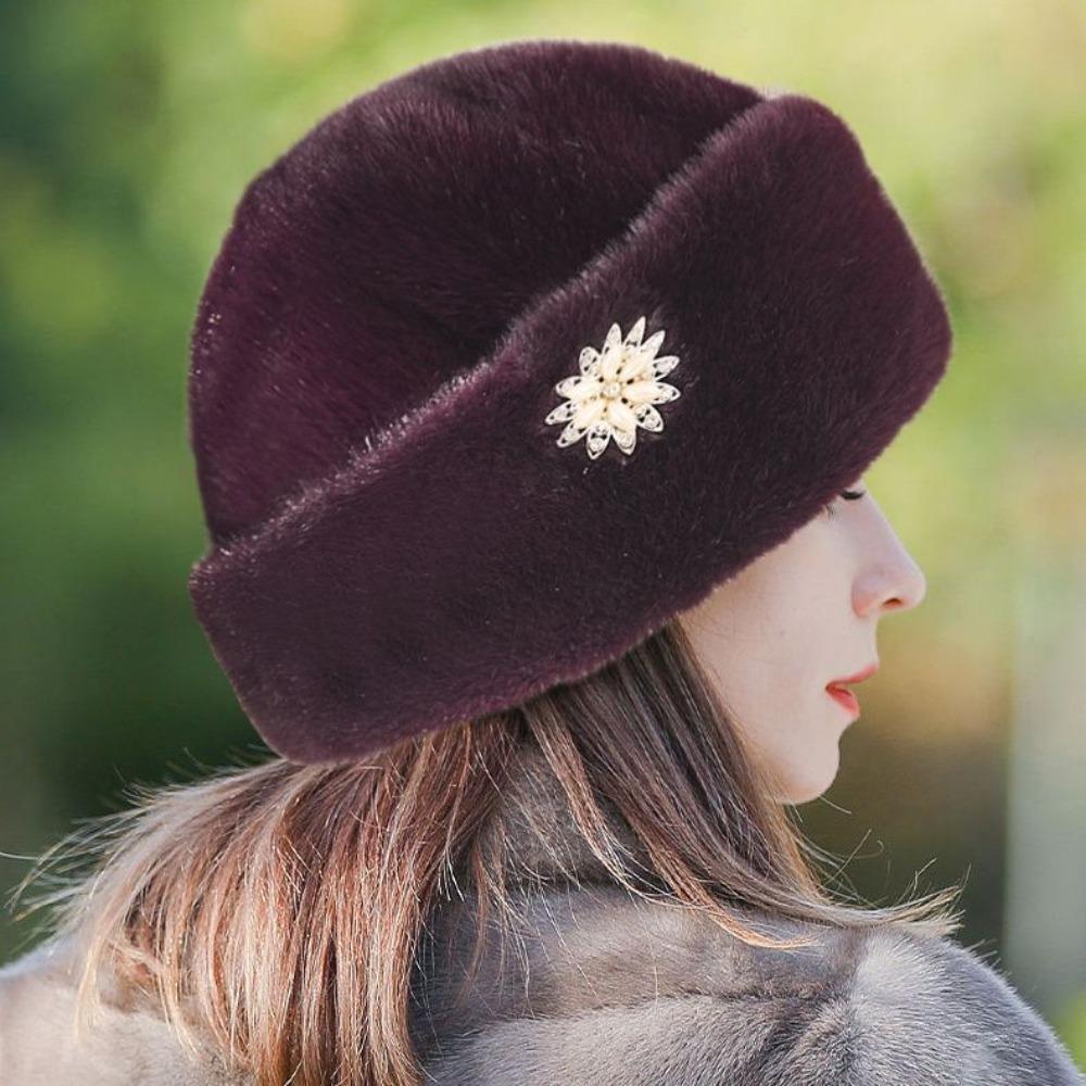 

Шапка для родителей Зимняя Женская Новая Имитация Норки Торжественная и Элегантная Высококлассная Атмосфера Элегантная Теплая Шапка