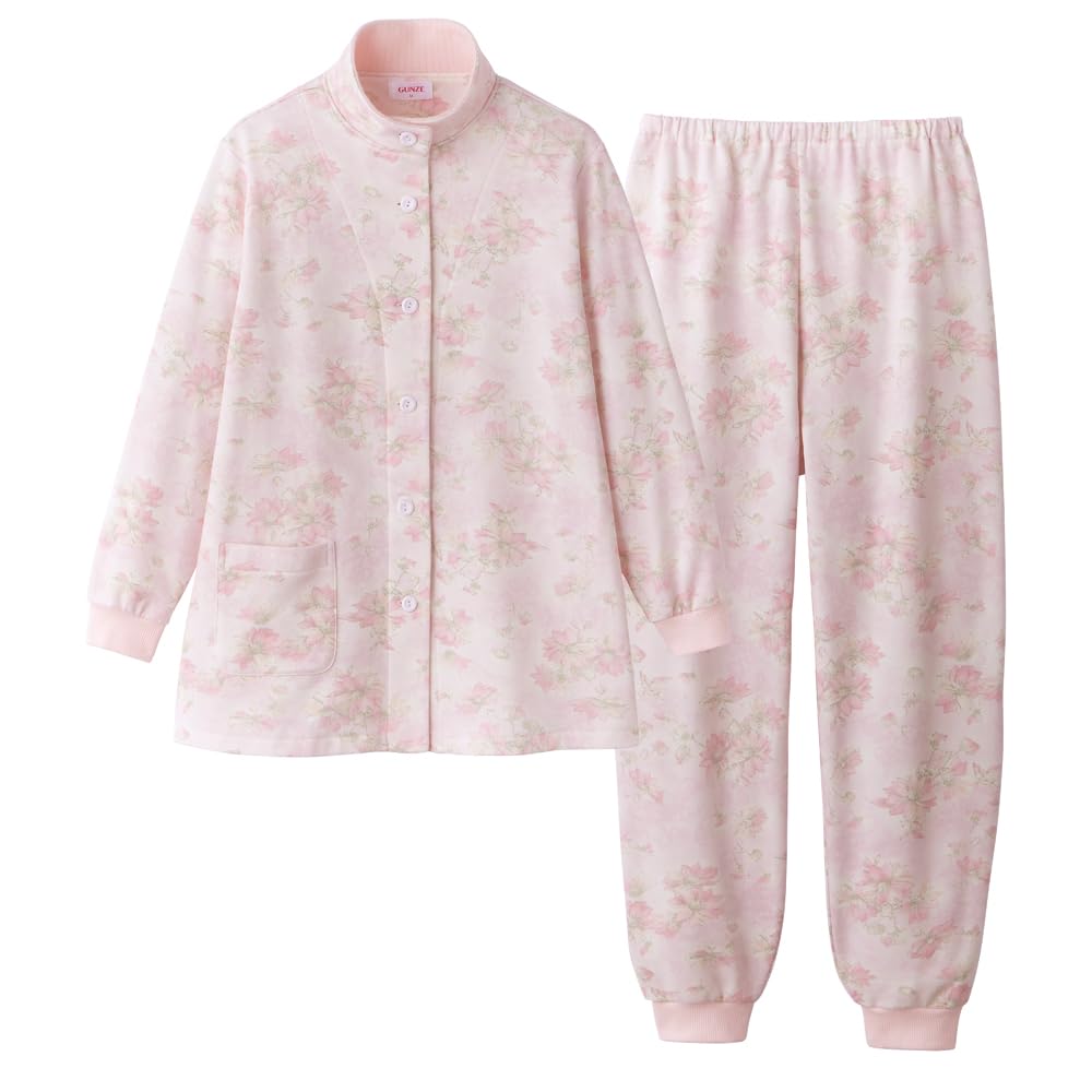 

Gunze Ultra Warm Long Sleeves and Pants with Warm Collar and Brushed Fleece Pink Women s Pajamas, Lining, (TG4144)