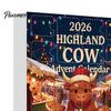Decorative Acrylic Charms Highland Cow Christmas Advent Calendar with 24 Ornaments, Festive Countdown Unique Decorations Box for Holiday Tree Hanging