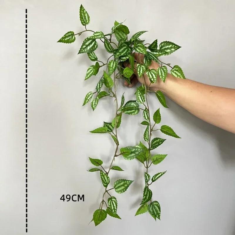 Artificial White Mesh Leaves Green Plants Floral Vines Home Balcony Decoration Simulation Mini Ground Melon Leaf Plant Vine