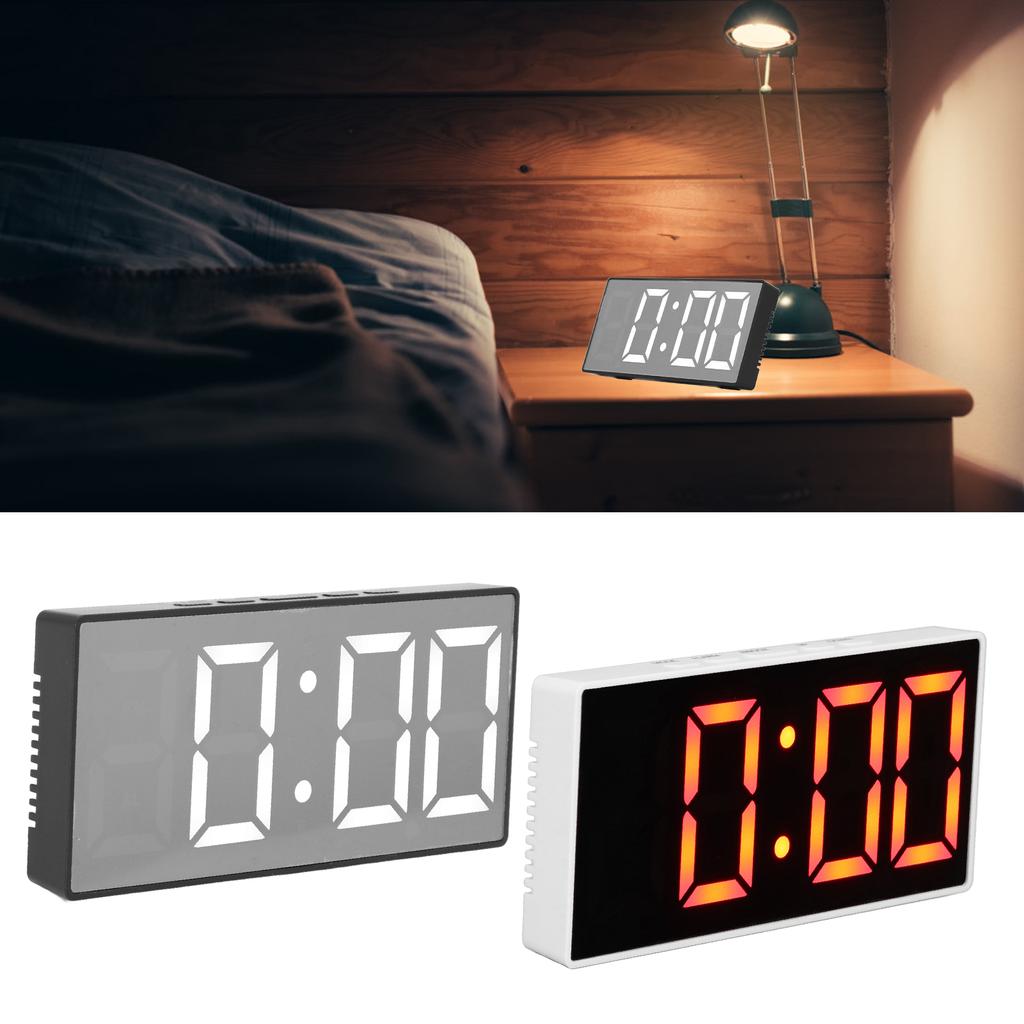 Digital Alarm Clock LED Mirror Electronic Clock USB Power Temperature Humidity Monitors Alarm for Ho