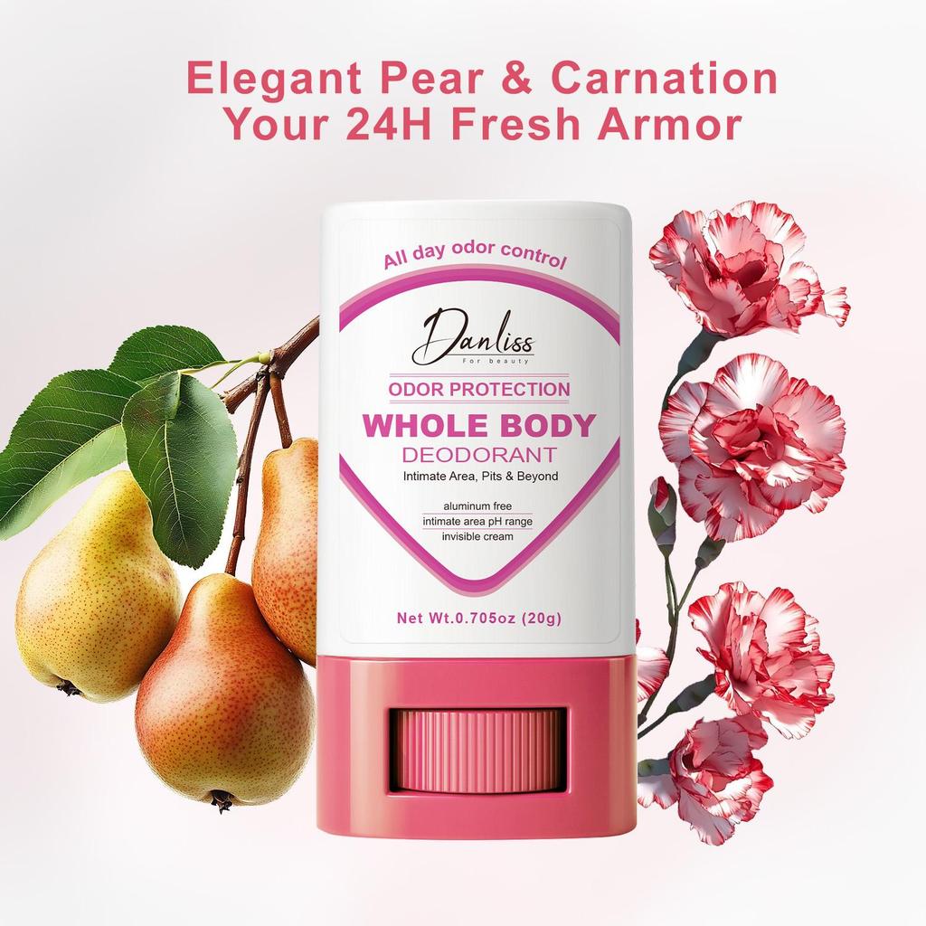 Whole Body Deodorant-Moisturizer The Skin, Balancing Minerals With Elegant Pear & Carnation-24HR Fresh Armor, 20g