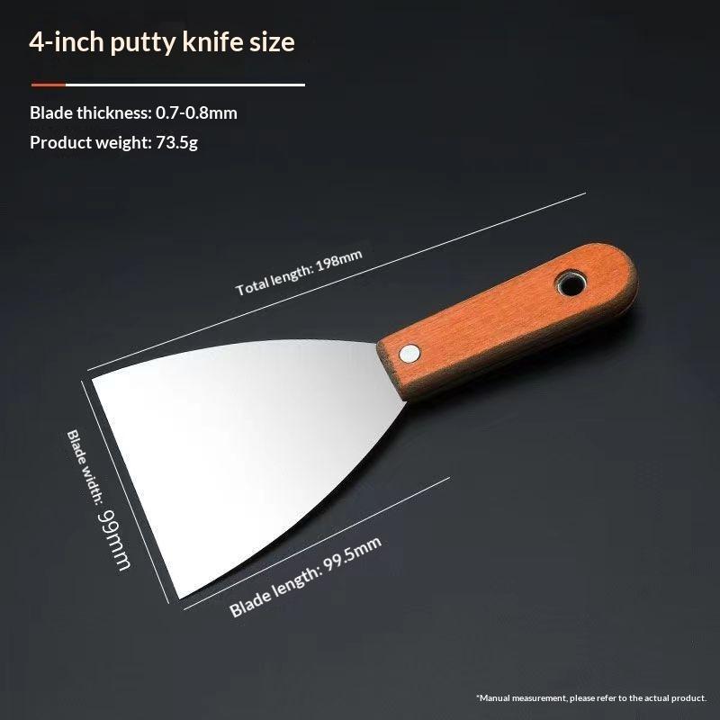 Putty Knife / Scraper Tool Set Rust Resistant Thick Stainless Steel Blades Wooden Handles For Drywall Repair Home Renovation