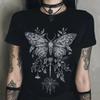 Gothic T Shirt Butterfly Y2K Goth T-shirt Pattern Printed Magic Shirt Fairy Grunge Black Bohemian Top Emo Alternative Clothing