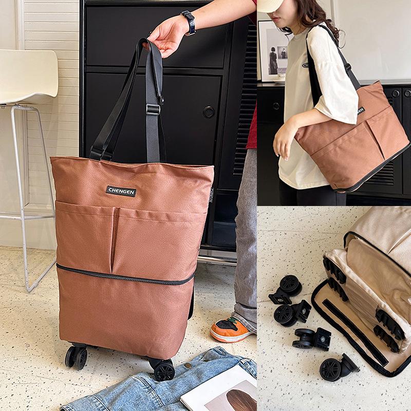Borsa da viaggio pieghevole portatile di grande capacità con ruote a 360 gradi per la spesa al supermercato Borsa da viaggio a mano per la spesa e i viaggi di generi alimentari