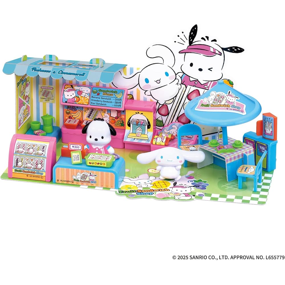Bandai Sanrio Pochacco & Cinnamoroll Fruit Sandwich Shop Playset with Accessories