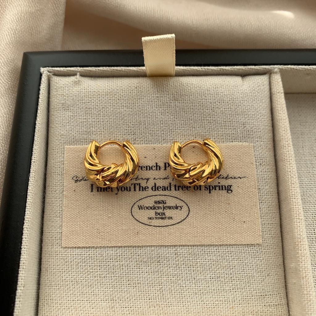 Gold Woven Geometric Earrings Earrings Vintage Exquisite Premium Personality Unique Earrings