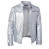 Men's leather jacket new new PU coat stand-up collar slim zipper leather jacket G