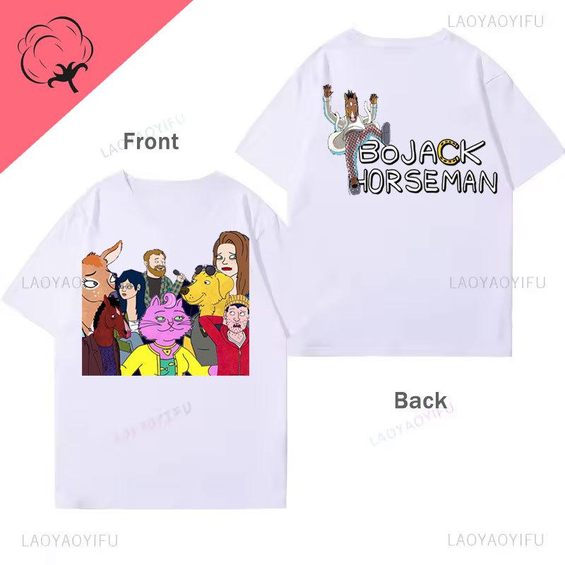 T-Shirts Bojack HorseUnisex T-Shirt Lässig Lustig Niedlich 100% Baumwolle Kurzarm Y2k Kleidung Unisex Unisex Bedrucktes T-Shirt Grafik-T-Shirts
