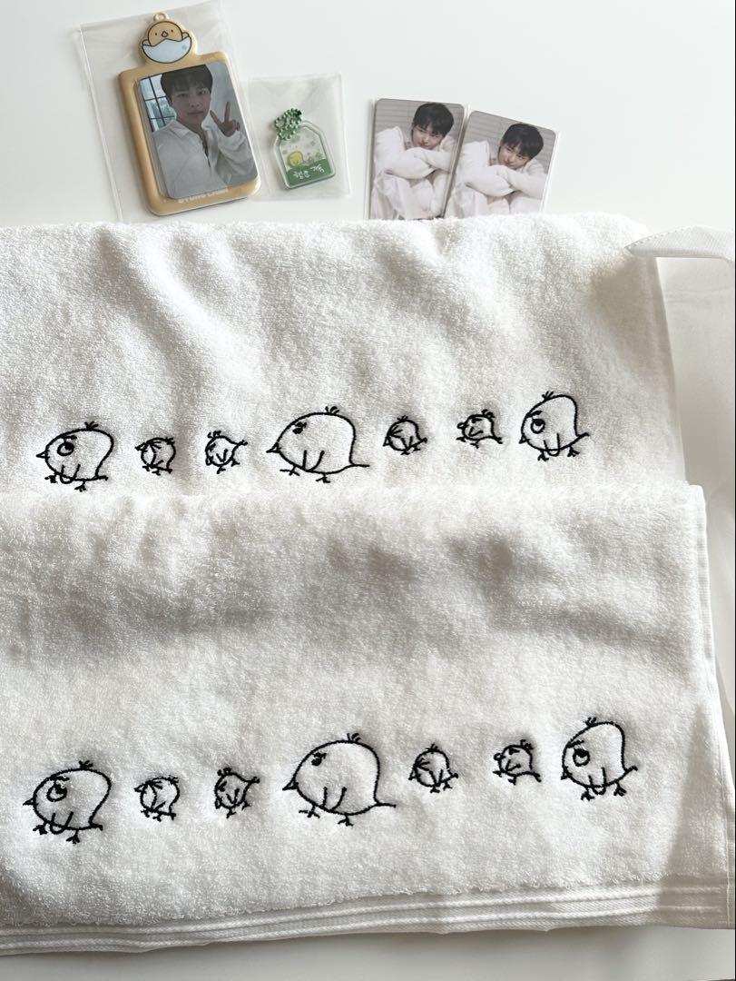 

[Б/У] В комплекте бонусное полотенце Чхэ Бёнчана, торговая карточка, кейс для торговых карточек, набор брелоков